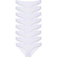 Royaleks 8 Adet Süper Eko Set Likralı Kadın Slip Külot Beyaz