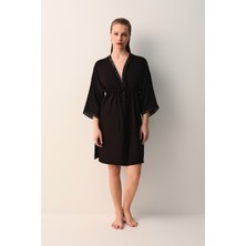 Suwen Diana Kadın Kaftan Siyah Desenli Dokuma L - XL Beden Yazlık Kullanım