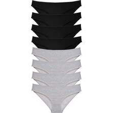 Royaleks 8 Adet Süper Eko Set Likralı Kadın Slip Külot Siyah Gri