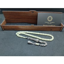 İskeçe Tesbih 475 Ayar Gümüş Püsküllü El Boy Kalingrad White Amber 6.8 Gr.sertifikalı 9619