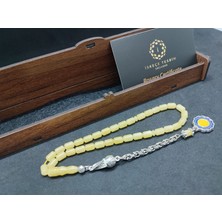 İskeçe Tesbih 475 Ayar Gümüş Püsküllü El Boy Kalingrad White Amber 6.5 Gr.sertifikalı 9624