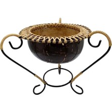 WoodBay Hindistan Cevizi Şekerlik Spiral Coconut Metal Ayaklı Coconat Kase