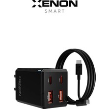 Xenon Smart Hızlı Şarj Adaptörü 65W Gan + Type-C Kablo 100W Pd | 4 Port, iPhone & Samsung Uyumlu (X6425)