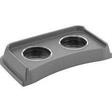 Beak's Çelik Hazneli 2li Kedi ve Köpek Mama Su Kabı - Gri