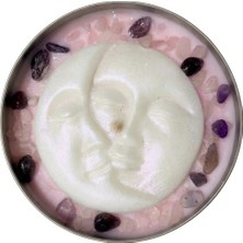 Anima Glow Selene Astro Myth Serisi - Ametist & Pembe Kuvars Taşlı %100 Soya Tasarım Mum