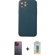 İlk El Grup Ieg™ iPhone 12 Pro Max Kılıf Yadigar Klasik - Siyah Polymer Nano Ekran Koruyucu + Turuncu Neon Fosforlu Kamera Lens