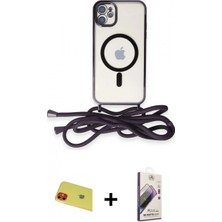 İlk El Grup Ieg™ iPhone 11 Kılıf Eksen Özel Seri - Siyah Bilvis 3D Mat Cam Ekran Koruyucu + Kırmızı Rainbow Kamera Lens Koruma Cam