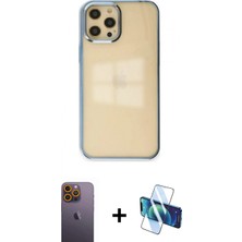 İlk El Grup Ieg™ iPhone 12 Pro Max Kılıf Doruk Doku Prime - Siyah 3D Antistatik Seramik Nano Ekran Koruyucu + Sarı Neon Fosforlu Kamera Lens