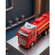 Farbu Oyuncak Çek Bırak 19CM Iş Makinası Temalı Tanker Detaylı Tanker Kapakları Açılabilir Oyuncak Tır