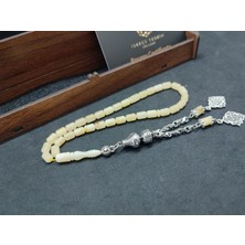 İskeçe Tesbih 475 Ayar Gümüş Püsküllü El Boy Kalingrad White Amber 6.5 Gr.sertifikalı 9621
