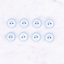 Durukar Loren Crafts 8 Li Çilek Mavi Düğme - 0487
