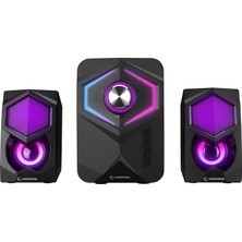 Rampage RMS-175BT 2+1 5W*2 Bluetooth+Usb-Tf-Fm Rainbow Aydınlatmalı Gaming Speaker