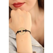 Eco Lounge Hope (Umutlu) Siyah Deri Ipli Unisex Mood Bileklik