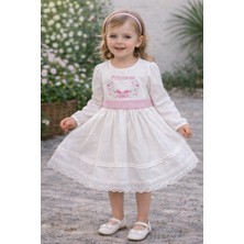 Bilge Trend Kız Çocuk Beli Kuşaklı ve Fiyonklu Prenses Pamuk Saten Abiye Elbise