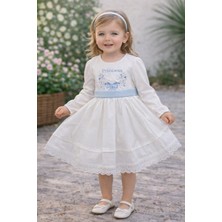 Bilge Trend Kız Çocuk Beli Kuşaklı ve Fiyonklu Prenses Pamuk Saten Abiye Elbise