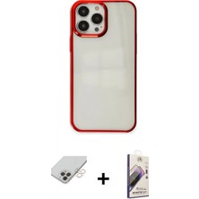 İlk El Grup Ieg™ iPhone 14 Pro Max Kılıf Doruk Doku Prime - Siyah Bilvis 3D Mat Cam Ekran Koruyucu + Gold Band Metal Kamera Lens