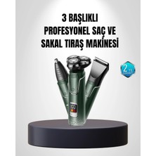 İlk El Grup 3D Akıllı Kesim Teknolojili Şarjlı Tıraş Seti – 3 Başlıklı, Paslanmaz Çelik Bıçaklı