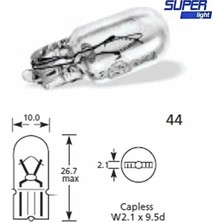 İlk El Grup Ieg™ Super Light T10 Dipsiz Halojen Park Ampulü 12V 2'li