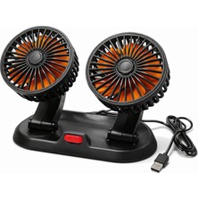 Mega Oto Market Araç Içi Torpido Üstü 360° Döner Başlıklı Iki Fanlı Oto Pervane - USB Girişli