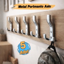 Badem10 (5 Adet) Aytuğ Portmanto Krom Renk Dolap Askılık Duvar Askılığı Vestiyer Mutfak Elbise Kıyafet Askı