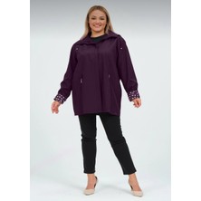 Glr & Gym Seyhan Büyük Beden Kadın Mevsimlik  Astarlı Kısa Polyester Trençkot