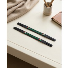 Zaytoon 2\'li Filistinli \"hepimiz Filistinliyiz\" Siyah Kokolu Lastik Ayarlanılabilir El Bileklik A300072-02