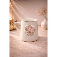 Yzhome Acar Beyaz Porselen Lüks Dekor Gül Kahve Meşrubat Çay Bardağı Bardak Kupa 220ML