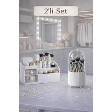 Blackstar Makyaj Organizeri Çekmeceli ve Şeffaf Kapaklı Fırça Organizeri 2'li Set