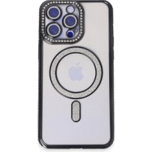 Beei 14 Pro Kılıf Joke Simli Magneticsafe Kılıf - Siyah