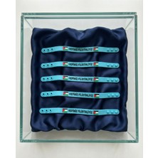 Zaytoon 5\'li Filistinli \"hepimiz Filistinliyiz\" Mavi Kokolu Lastik Ayarlanılabilir El Bileklik A300074-05