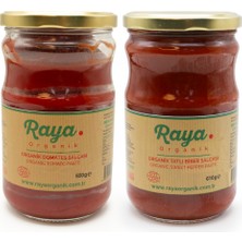 Raya Organik Organik Domates Salçası 650 G ve Organik Tatlı Biber Salçası 610 G