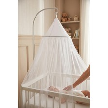 Argimo Bunny Metal Bebek Beşiği Seti 60X120 Beyaz (Beşik + Uyku Seti + Cibinlik + Yatak Dahil)