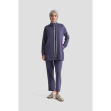 Armine Trend Şerit Detaylı Fermuarlı Pantolonlu Ikili Takım Indigo 26YT6102