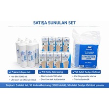 Bozkar Medikal Ultrason & Ekg Uyumlu 3’lü Medikal Set | 5x 1000 ml Aqua Jel + 1000 Adet Abeslang + 50 Adet Sedye Örtüsü | Tek Kullanımlık Steril Sağlık Seti
