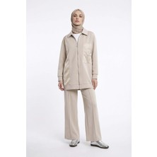 Armine Trend Zincir Çiçek Desenli Boydan Fermuarlı Pantolonlu Ikili Takım Taş 26YT601