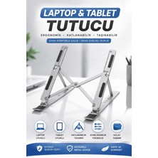 Rose Teknoloji Ayarlanabilir Laptop ve Tablet Standı 7 Kademeli Yükseklik Ayarı Katlanabilir Metal Notebook Tutucu Kaymaz Tabanlı  Taşınabilir Stand
