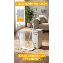 Zetter M Boy Beyaz Tablet Mop Temizlik Seti Mikrofiber Bez ile 10 Litre Kapasiteli Kullanım Kolaylığı