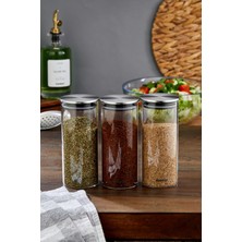 Cooker 3'lü 400 ml Metal Kapaklı Borosilikat Cam Kavanoz Seti CKR3892
