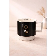 Yzhome Acar Porselen Lüks Love Desenli Kahve Meşrubat Çay Bardağı Bardak Kupa 325ML