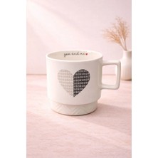 Yzhome Acar Porselen Lüks Kalp Desenli Kahve Meşrubat Çay Bardağı Bardak Kupa 325ML