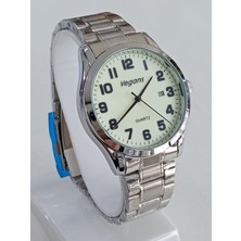 Vegans Çelik Kordonlu, Takvimli, Kadranı Fosforlu, 3 Atm Su Geçirmez, 2 Yıl Garantili Erkek Kol Saati