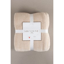 Koza Home Twin Battaniye Soft Pamuklu Çift Kişilik Battaniye Kahve Krem 200 x 220 5020A