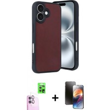 İlk El Grup Ieg™ iPhone 16 Kılıf Kıvılcım Işık Serisi - Siyah 3D Antistatik Mat Seramik Nano Ekran Koruyucu + Pembe Raze Metal Kamera Lens