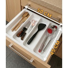 ALMITAL 50x45 cm. 4 Gözlü Beyaz Çekmece İçi Kepçelik 50x40 Cm'e Kadar Kesebilirsiniz