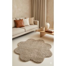 Eurobano Shaggy Papatya Desenli 100X100 Kaymaz Taban Yıkanabilir  Halı Yolluk Banyo Paspası
