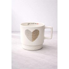 Yzhome Acar Porselen Lüks Kalp Desenli Kahve Meşrubat Çay Bardağı Bardak Kupa 325ML