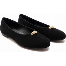 Ne&Ve Shoes Süet Gold Aksesuar Detaylı Kadın Günlük Babet