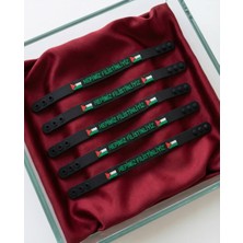 Zaytoon 5\'li Filistinli \"hepimiz Filistinliyiz\" Siyah Kokolu Lastik Ayarlanılabilir El Bileklik A300072-05