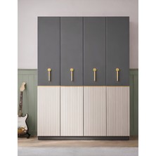 Noiss Home Decor Milas 4 Kapaklı Gardırop - Antrasit & Dor
