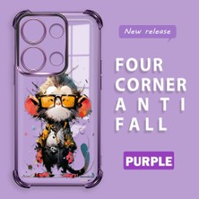 HONTINGA Xiaomi Redmi Note 13 Pro 4g ile Uyumlu Şeffaf Kılıfı Düşüme Önleyici Basitlik Anti Düşme Kamera Korumali Maymun Desen Yumuşak Silikon Telefon Kılıfı Kadın ve Erkek Için Uygundur K3-0186